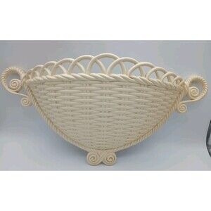 Vintage Burwood Wall Hanging Pocket Wicker Basket Planter HOMCO Home Interiors